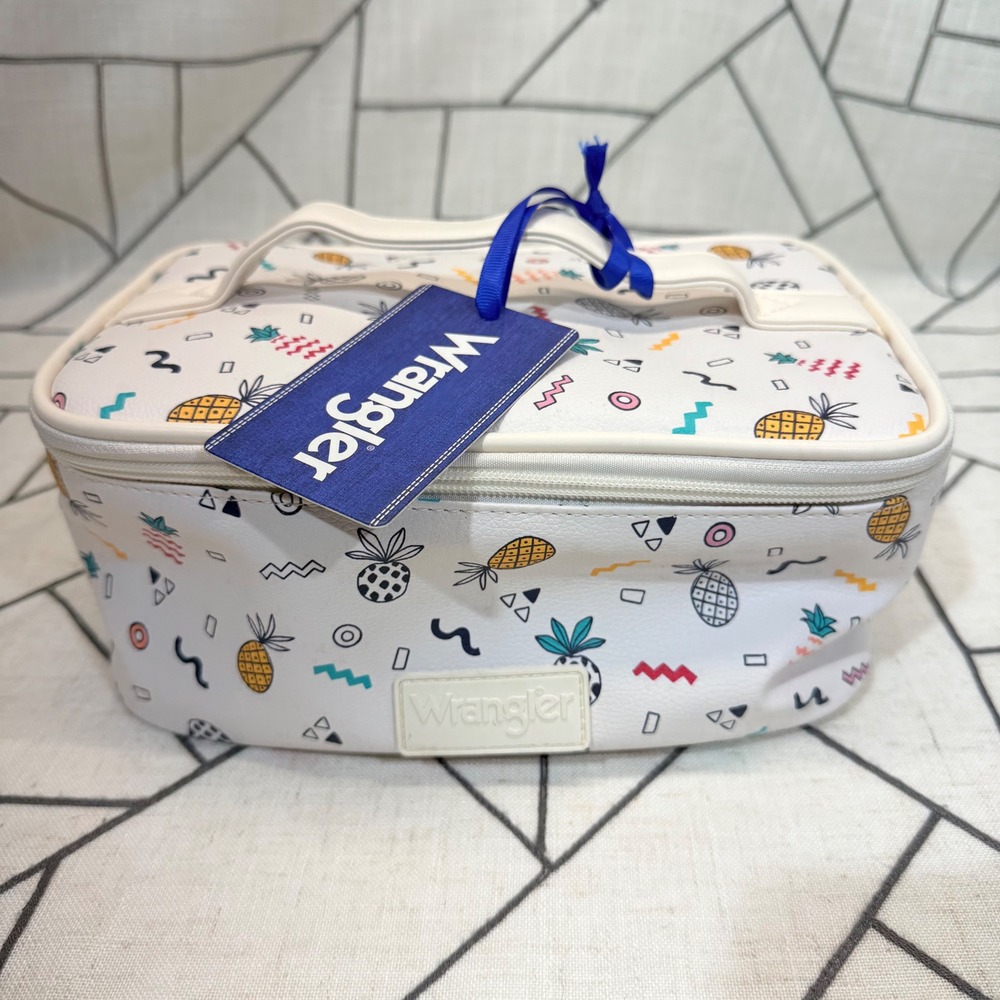 Wrangler Montana West‎ Makeup Bag OS White Pineapple Print Travel Toiletry Case